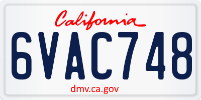 CA license plate 6VAC748