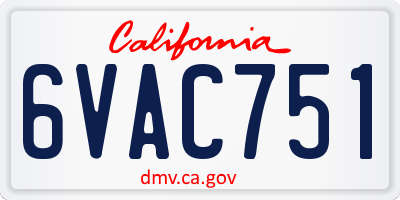 CA license plate 6VAC751