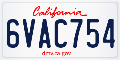 CA license plate 6VAC754