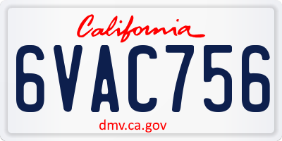 CA license plate 6VAC756