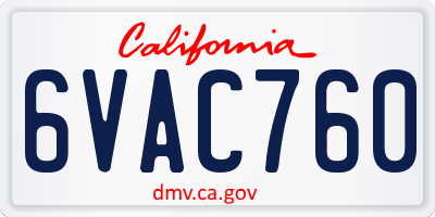CA license plate 6VAC760