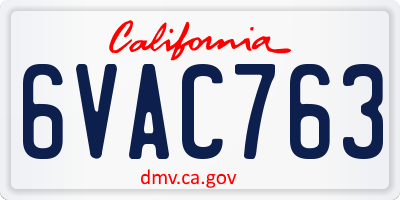 CA license plate 6VAC763