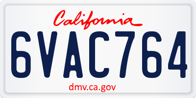 CA license plate 6VAC764