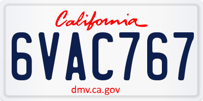 CA license plate 6VAC767