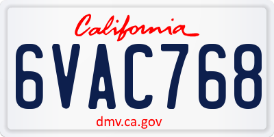 CA license plate 6VAC768