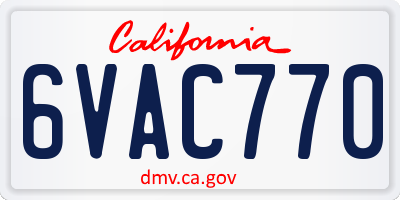 CA license plate 6VAC770