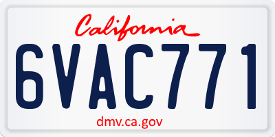CA license plate 6VAC771