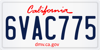 CA license plate 6VAC775