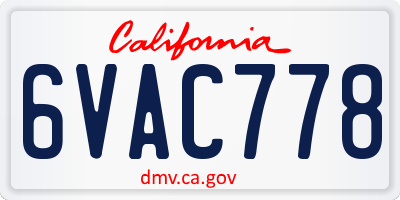 CA license plate 6VAC778