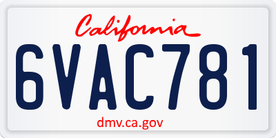 CA license plate 6VAC781