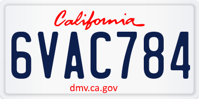 CA license plate 6VAC784