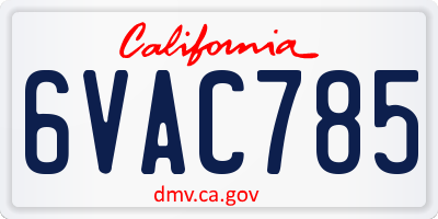 CA license plate 6VAC785