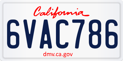 CA license plate 6VAC786
