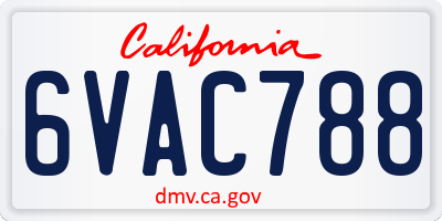 CA license plate 6VAC788