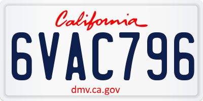 CA license plate 6VAC796