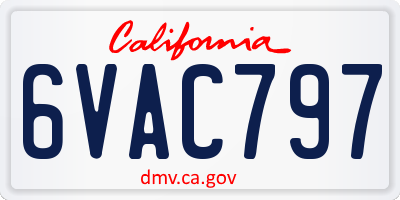 CA license plate 6VAC797