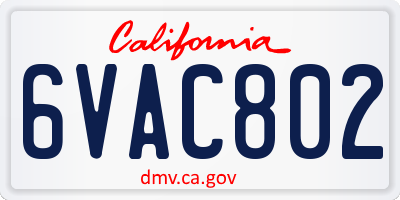CA license plate 6VAC802