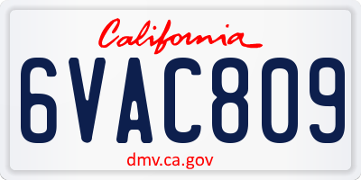 CA license plate 6VAC809