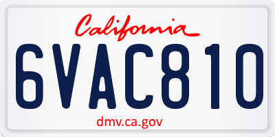 CA license plate 6VAC810
