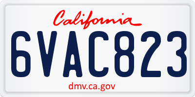 CA license plate 6VAC823