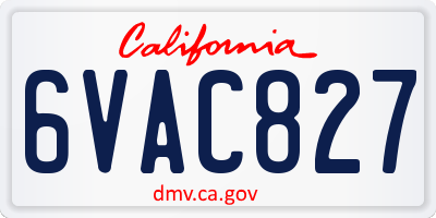 CA license plate 6VAC827