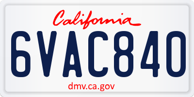CA license plate 6VAC840