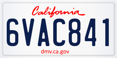 CA license plate 6VAC841