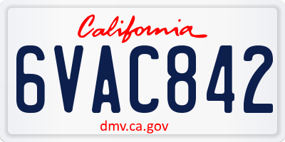 CA license plate 6VAC842