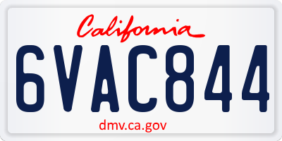 CA license plate 6VAC844
