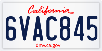 CA license plate 6VAC845