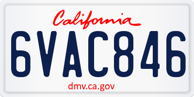 CA license plate 6VAC846