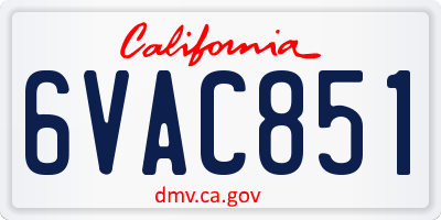 CA license plate 6VAC851