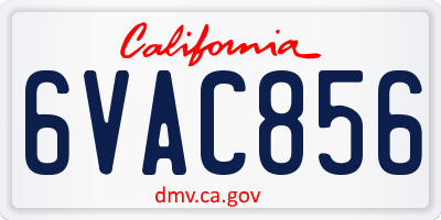 CA license plate 6VAC856