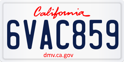 CA license plate 6VAC859
