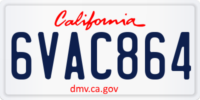 CA license plate 6VAC864
