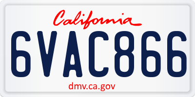 CA license plate 6VAC866