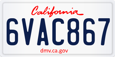 CA license plate 6VAC867