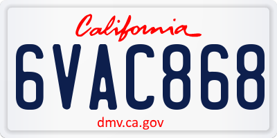 CA license plate 6VAC868