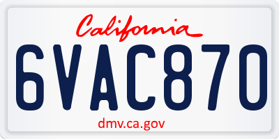 CA license plate 6VAC870