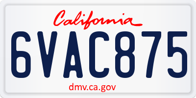 CA license plate 6VAC875