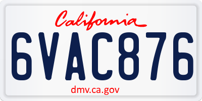 CA license plate 6VAC876