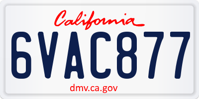 CA license plate 6VAC877