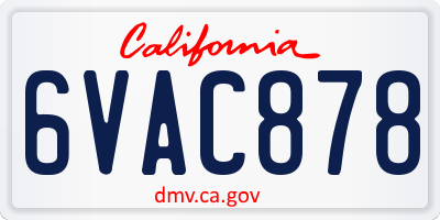 CA license plate 6VAC878