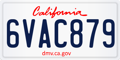 CA license plate 6VAC879