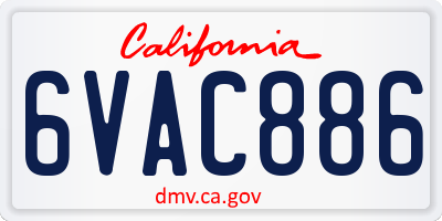 CA license plate 6VAC886