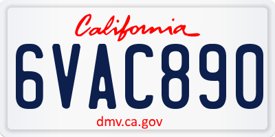 CA license plate 6VAC890