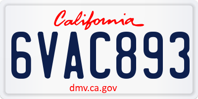 CA license plate 6VAC893