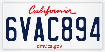 CA license plate 6VAC894