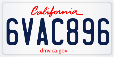CA license plate 6VAC896
