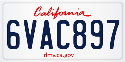 CA license plate 6VAC897